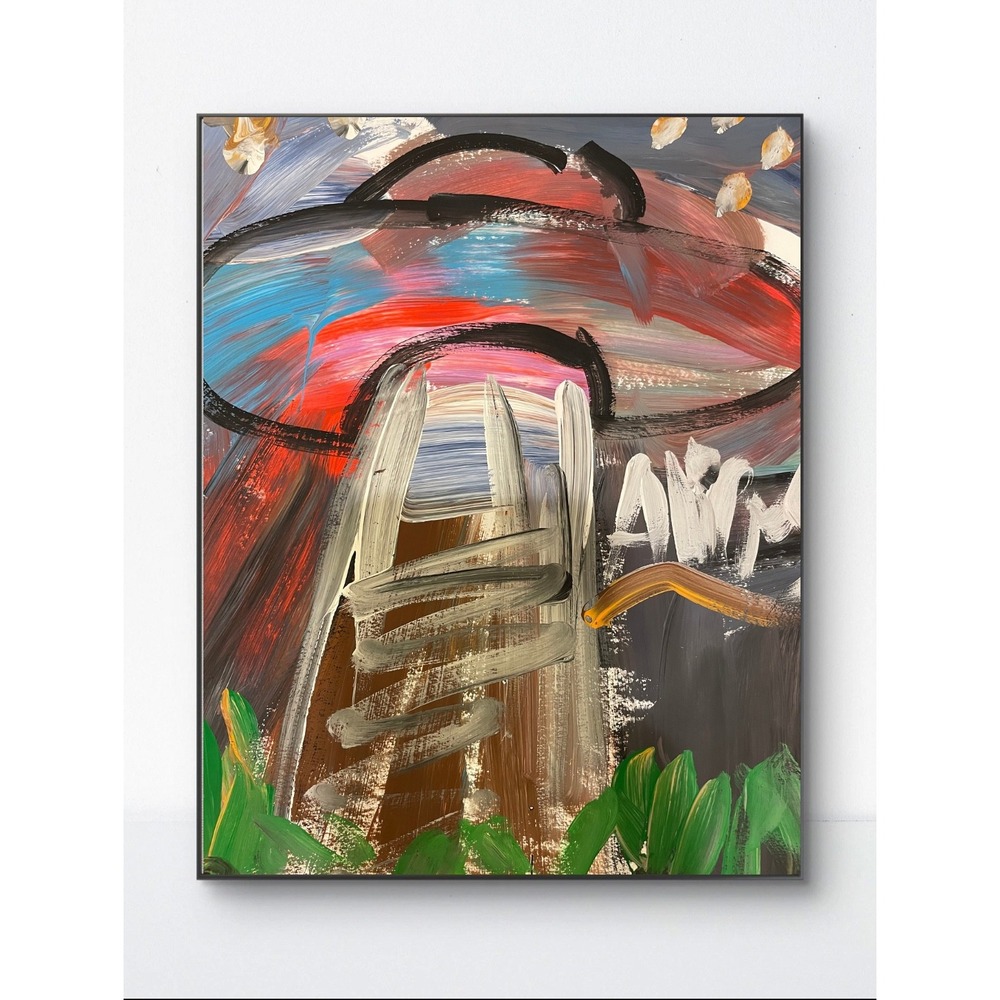 OMAN Original Art The Great Abduction UFO Alien Sci-Fi Painting 11x14 Outsider